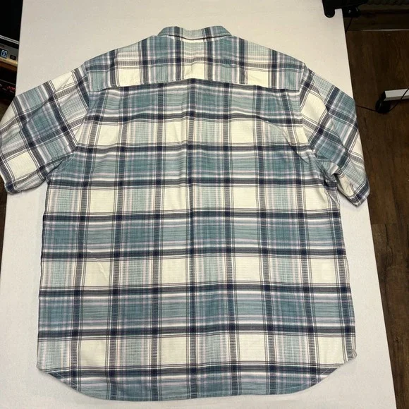 Tommy Bahama Silk Wooden Buttons Blue Plaid Short Sleeve Mens XL - Picture 8 of 8